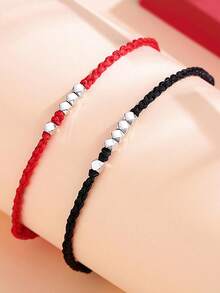 1 pieza Pulsera hecha a mano de Hilo Rojo del Destino, Pulseras de pareja a juego para él, regalos de aniversario para parejas, Pulseras rojas como amuleto para mujeres, Pulsera de relación a larga distancia de buena suerte, Joyería para novio y novia - Amar - Ver 3