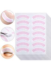 70對眼睫毛延伸練習紙貼片，帶定位標記的初學者專用下睫毛墊 - 紅白色 - 查看 3