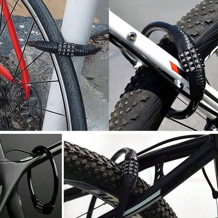 Combination Bicycle Steel Cable Lock, Wrapped Safety Resettable Steel Cable Lock, Mountain Bike