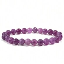 1 pièce Bracelet en perles de pierre de spodumène / kunzite pour femmes hommes, bijoux de méditation de yoga en perles de pierres précieuses de 6 8 10 mm