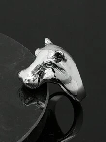 河马动物造型不锈钢316男士戒指 骑行戒指 铸造工艺品 - 鋼色戒指 - 查看 5