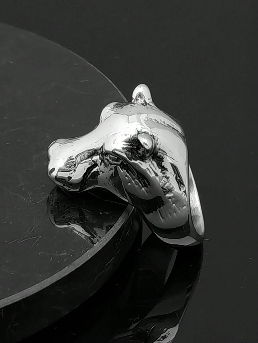 河马动物造型不锈钢316男士戒指 骑行戒指 铸造工艺品 - 鋼色戒指 - 查看 1