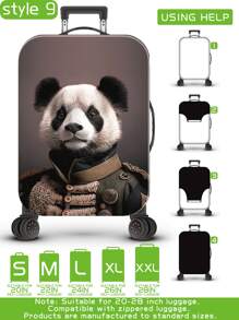 Funda protectora de equipaje con estampado de animales antropomórficos como perro, gato, león, panda, proceso de producción mejorado con costura elástica reforzada, tela elástica gruesa, lavable, muy adecuada para viajes de negocios, viajes, facturación de equipaje, apta para maletas de 20 a 28 pulgadas. Accesorio escolar - Multicolor - Ver 15