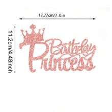 一个公主生日派对蛋糕装饰，金色闪光皇冠和粉色流苏蛋糕装饰，圣诞节 - 單色 - 查看 11