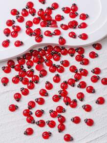 60pcs 3D Odorless Colorful Red Beetle Rhinestone Resin Decals Nail Art Rhinestones For DIY Wedding Crafts Kawaii Flatback Cartoon Insects Suitable For Luxury Nail Art, Crafts And Jewelry Accessories Rhinestone Decorations DIY Accessories Supplies Nail Charms Nail Supplies Nail Gems Four Seasons Styles