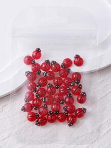 60pcs 3D Odorless Colorful Red Beetle Rhinestone Resin Decals Nail Art Rhinestones For DIY Wedding Crafts Kawaii Flatback Cartoon Insects Suitable For Luxury Nail Art, Crafts And Jewelry Accessories Rhinestone Decorations DIY Accessories Supplies Nail Charms Nail Supplies Nail Gems Four Seasons Styles