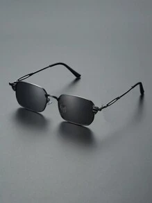 1pc Men Square Frame Punk Hollow Out Design Metal Fashion Glasses For Outdoor Travel Rave Party Driving Accessories For Summer Beach Vacation,Outdoor,Travel