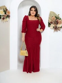 Women Dresses - 紅木色 - 查看 1