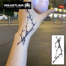 INKARTLINK 革命性技術紋身，半永久性紋身，逼真的荊棘之心紋身，暫時性紋身，防水，真實的紋身外觀，獨特設計的紋身，美妙的紋身 - 黑色 - 查看 4