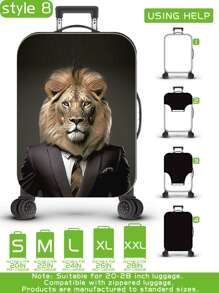 Funda protectora de equipaje con estampado de animales antropomórficos como perro, gato, león, panda, proceso de producción mejorado con costura elástica reforzada, tela elástica gruesa, lavable, muy adecuada para viajes de negocios, viajes, facturación de equipaje, apta para maletas de 20 a 28 pulgadas. Accesorio escolar - Multicolor - Ver 32