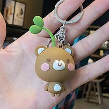 1pc Unisex Cute 3D Silicone Bean Sprout Frog Keychain, Creative Couple Bear, Duck, Rabbit Bag Decoration, Car Key Chain Pendant - Best Gift For Friends At Parties - Multicolor - View 10