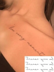 1pc Washable Temporary Tattoo Sticker With Personalized Fancy Font Letters Suitable For Men And Women