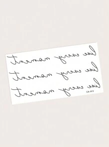 1pc Washable Temporary Tattoo Sticker With Personalized Fancy Font Letters Suitable For Men And Women