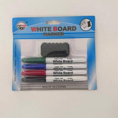 4 Color Large Capacity Whiteboard Pen, Box Whiteboard Eraser Combination Set Back To School,White Board