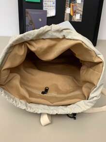 1个精致时尚双肩背包，双肩包，大容量，抽绳设计，可折叠，多口袋，尼龙面料，耐刮耐磨，适合购物、约会、夏季上学用品、学生书包、大学书包、旅行露营背包、可折叠背包、沙滩包、男士节日沙滩周末包