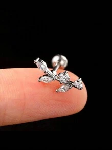 1件不锈钢耳环，镶嵌立方氧化锆，蛇形、月亮形、圆球形、弧形耳骨耳环、耳屏耳环、耳廓耳环，螺丝耳堵，新款设计 - 耳環耳釘 - 查看 27