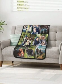 1pc Custom Flannel Photo Blanket For Bed, Multipurpose Living Room Sofa Outdoor Beach Camping Pet, Personalized Family/Pet/Couple Photo Printed Bedding Blanket, Personalized Christmas Gifts, Mother's Day/Father's Day Gift, Family Gift, Birthday Gifts, Gift For Friend, Gift For Her - 8 Photo - View 5
