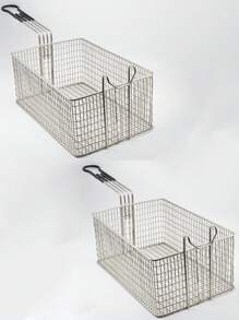 Pack Of 2 10 L Fryer Baskets. Stainless Steel - Silver - View 1