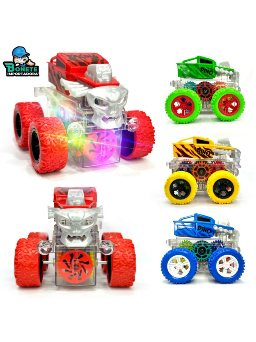 Carrinho fricção personagem 360° led coleção criança infantil presente - SAMUDINO AMARELO - Visão 1