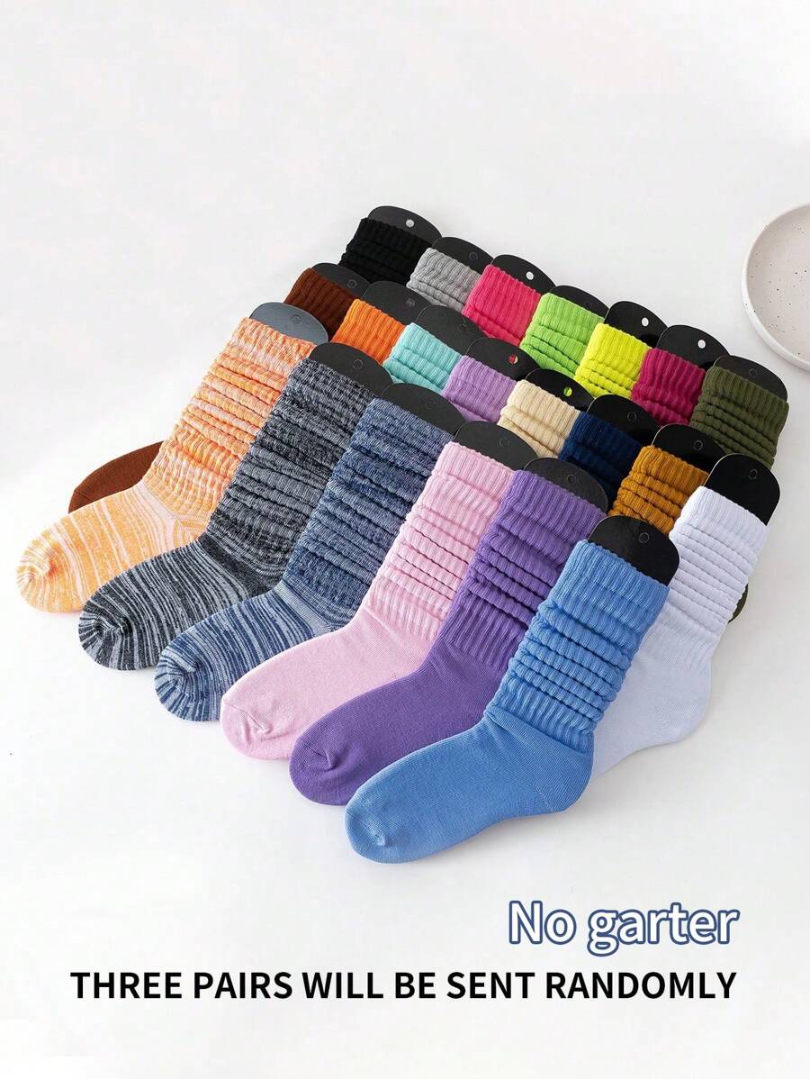 3 Đôi Tất Màu Trơn Đơn Giản Cho Nam Và Nữ (Không Có Bảng Tất) - Nhiều màu - Xem 1