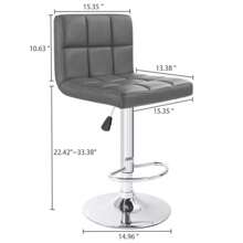 Bar Stools Set Of 2 Modern PU Leather Height Adjustable Swivel Barstools, Hydraulic Kitchen Counter Square Island BarStool