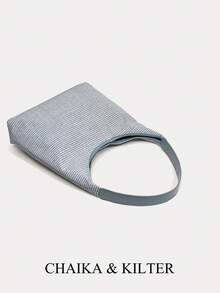 Large Capacity Solid Color Armpit Bag For Commuter Women Office Workers, Shoulder Big Bag - Blue - View 4