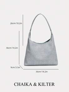 Large Capacity Solid Color Armpit Bag For Commuter Women Office Workers, Shoulder Big Bag - Blue - View 2