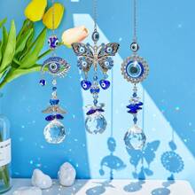 1 pieza Atrapasoles con ojos malignos con bolas de prisma de cristal para colgar en la ventana, decoración atrapasoles, adorno de ojos azules, creador de arcoíris, adorno colgante para el hogar, jardín, amuleto, artesanía, regalo