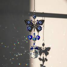 1 pieza Atrapasoles con ojos malignos con bolas de prisma de cristal para colgar en la ventana, decoración atrapasoles, adorno de ojos azules, creador de arcoíris, adorno colgante para el hogar, jardín, amuleto, artesanía, regalo