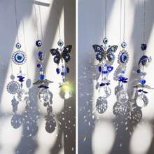 1 pieza Atrapasoles con ojos malignos con bolas de prisma de cristal para colgar en la ventana, decoración atrapasoles, adorno de ojos azules, creador de arcoíris, adorno colgante para el hogar, jardín, amuleto, artesanía, regalo