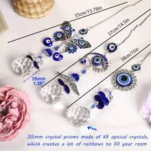 1 pieza Atrapasoles con ojos malignos con bolas de prisma de cristal para colgar en la ventana, decoración atrapasoles, adorno de ojos azules, creador de arcoíris, adorno colgante para el hogar, jardín, amuleto, artesanía, regalo