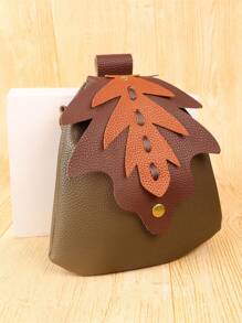 1pc Forest Leaf Faux Leather Medieval Belt Pouch, Vintage Layered Leaf Waist Bag, Renaissance Fair LARP Halloween Cosplay Small Fanny Pack - Multicolor - View 4