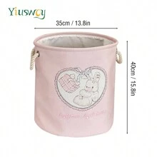 Yiuswoy 35x40cm(13.8x15.7In) Pink Folding Laundry Basket With Cute Rabbit And Bear Design, Thickened Fabric Storage Basket For Clothing, Toys And Miscellaneous Items, Home Decor, Bedroom Storage Dress Pants Shoes Jeans Boots Skirtlaundry Hamper,Washing Basketbathroom Organizer,Basket,Storage Basket,Foldable Laundry Basket