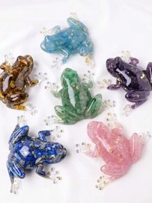 1入頭雕蟾蜍樹脂水晶裝飾品，治療水晶飾品，口袋禮物，母親節禮物 - 青蛙 - 查看 3