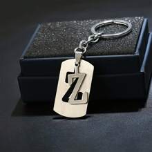 1pc Stainless Steel Letter Charm Key Chain Letters Keychain Men Keychain Couple Gift Jewelry Car Key Ring,A-Z Letter Double Layer Keychain,Simple Letter Jewelry Accessories,Tag Key Chain Ring Bag Backpack Charm Women Men(Keychain Style Random) - Silver - View 12