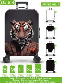 Funda protectora de equipaje con estampado de animales antropomórficos como perro, gato, león, panda, proceso de producción mejorado con costura elástica reforzada, tela elástica gruesa, lavable, muy adecuada para viajes de negocios, viajes, facturación de equipaje, apta para maletas de 20 a 28 pulgadas. Accesorio escolar - Multicolor - Ver 23