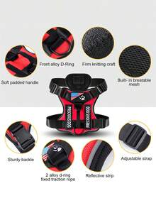 1pc Shockproof Reflective Pet Harness Vest, Night Vision Function, Dog Vest Style For Small, Medium And Large Dogs, New Design Shockproof Night Vision Reflective Pet Tactical Harness Vest - Hot Pink - View 3