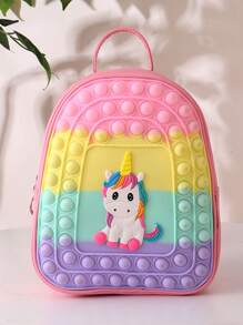 New Cute Unicorn Silicone Backpack, Stress Relief, Pink Schoolbag - A - View 3