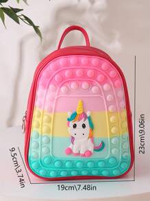 New Cute Unicorn Silicone Backpack, Stress Relief, Pink Schoolbag - A - View 4