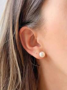 Women Stud Earrings - 金色 - 查看 1