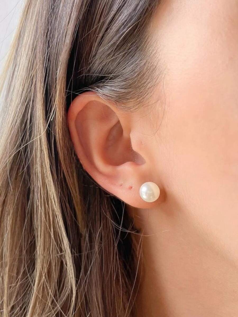 Women Stud Earrings - 金色 - 查看 1