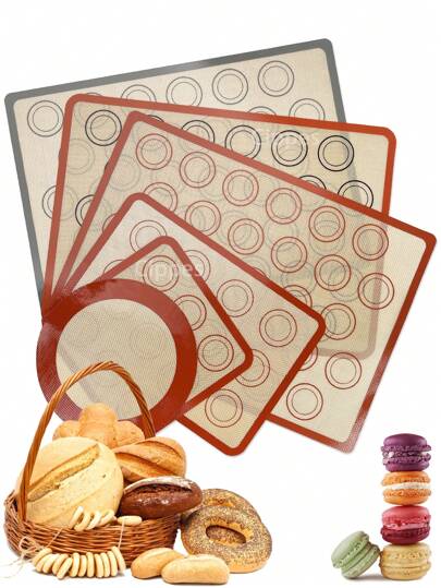 Cippes 1入組矽膠烘焙墊，可重複使用的不粘耐熱矽膠烤箱墊，適用於烤盤、餅乾、馬卡龍、糕點，4個尺寸