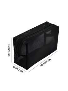 1pc Portable Mesh Makeup Bag, Modern Polyamide Multi-Function Makeup Storage Bag For Home,Boho Vibes,For Holiday Beach, Bathroom Collection, Bedroom Collection, Large Capacity
