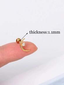 1件不锈钢耳环，镶嵌立方氧化锆，蛇形、月亮形、圆球形、弧形耳骨耳环、耳屏耳环、耳廓耳环，螺丝耳堵，新款设计 - 耳環耳釘 - 查看 19