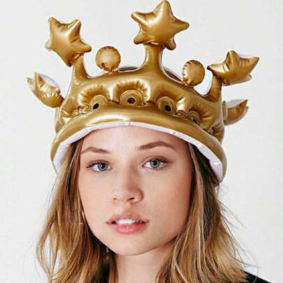 1pc Inflatable Crown Hat For Headwear, Inflatable Crown Princess/Queen, Summer Pool Toy, Birthday Party Accessory, Adult's Birthday Crown Hat, Party/Birthday/Pool Party/Reunion/Warm 30th Birthday Party Decoration Hat, Photo Prop,Christmas