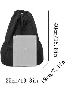 1个精致时尚双肩背包，双肩包，大容量，抽绳设计，可折叠，多口袋，尼龙面料，耐刮耐磨，适合购物、约会、夏季上学用品、学生书包、大学书包、旅行露营背包、可折叠背包、沙滩包、男士节日沙滩周末包