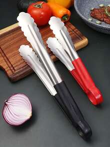 加厚超長燒烤鉗，適用於燒烤，炸餅，鐵板牛排，廚房不鏽鋼家用魚糕夾，超厚食品鉗，燒烤，野餐，露營，花園，露台，戶外，假期，派對，花園戶外裝飾 - 彩色 - 查看 10