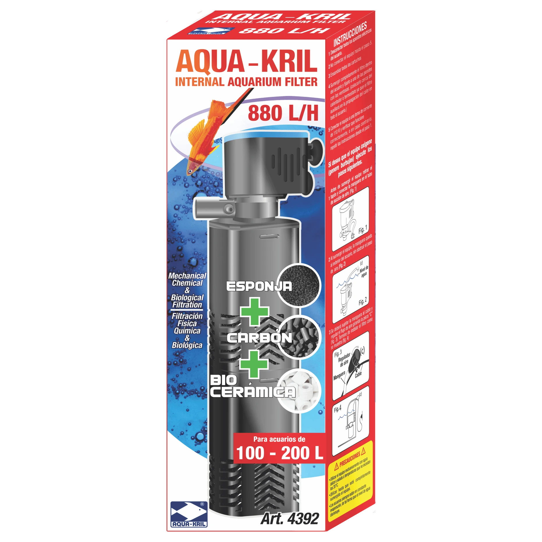 Filtro Interno Acuario Pecera De 100 A 200 Litros 880 L/h 4392 - Tipo de Enchufe A USA (110-127V) - Ver 1