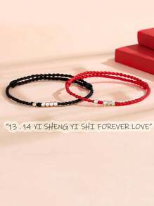 1 pieza Pulsera hecha a mano de Hilo Rojo del Destino, Pulseras de pareja a juego para él, regalos de aniversario para parejas, Pulseras rojas como amuleto para mujeres, Pulsera de relación a larga distancia de buena suerte, Joyería para novio y novia - Amar - Ver 8