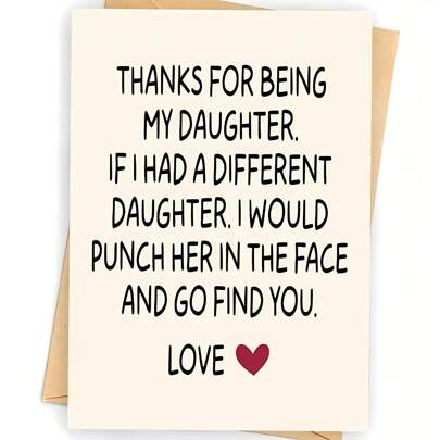 Funny And Creative Card For Daughter, Birthday Gift, Thank You Card, Gift Card, 5*7in With Envelope,Christmas